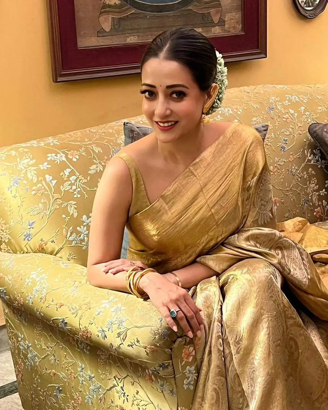 Raima Sen Charming In Green Pattu Saree Blouse